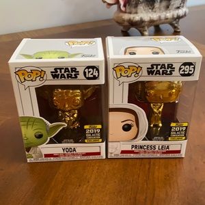 Star Wars Funko pop Yoda  #124 & Princess Leia#295